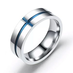 Titanium Stainless Steel Cross Ring Size 13 NEW